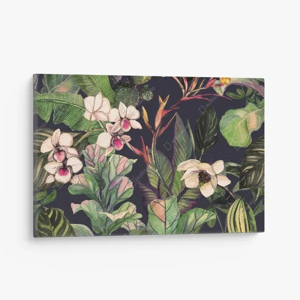 Obraz na płótnie tropikalny wzór z ananasami na żółtym tle – Wallissimo®