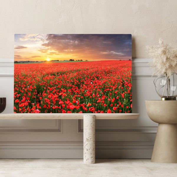 Obraz na płótnie pole maków o zachodzie słońca – Wallissimo® Obraz na płótnie pole maków o zachodzie słońca – Wallissimo®