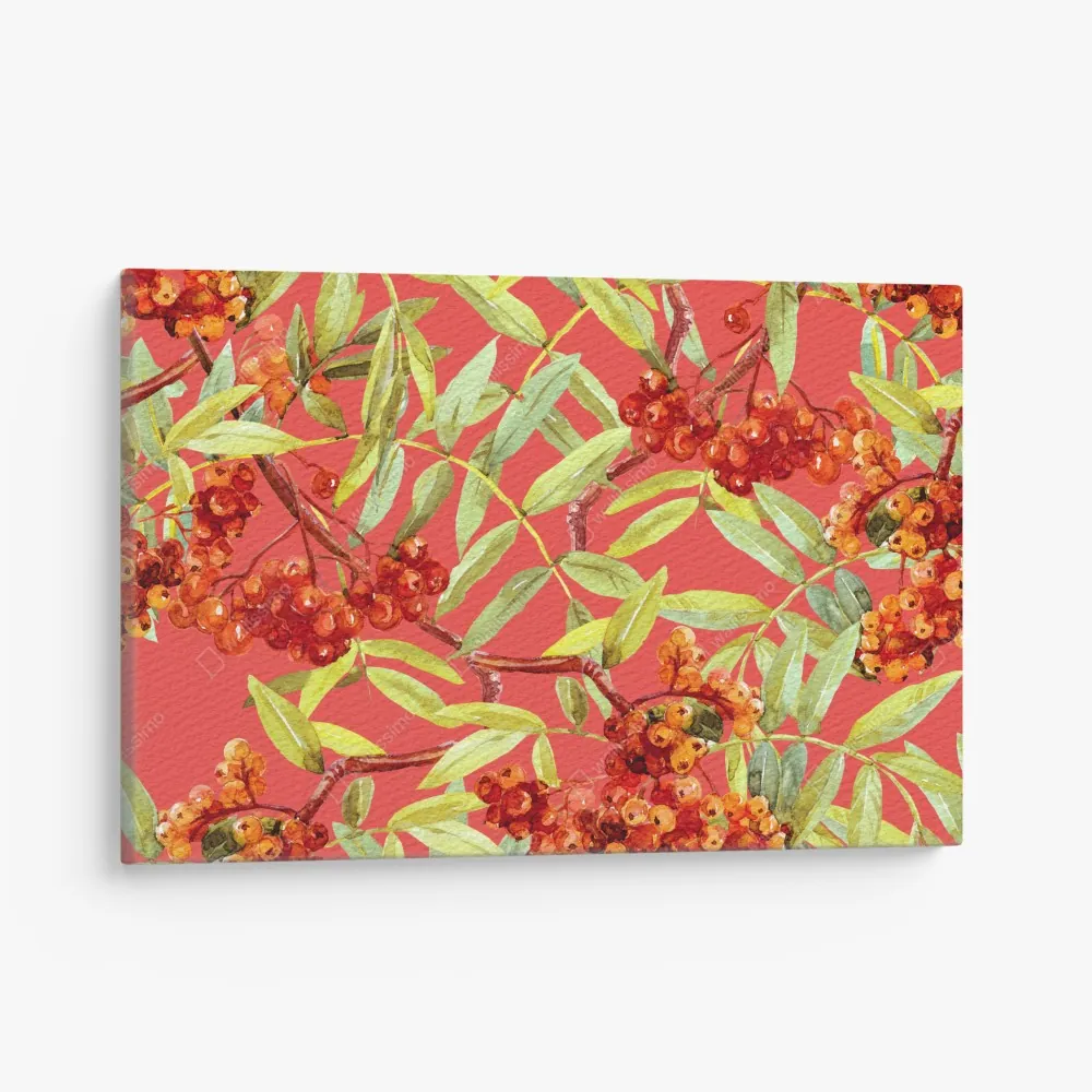 Obraz na płótnie akwarelowy wzór jarzębiny – Wallissimo® Obraz na płótnie akwarelowy wzór jarzębiny – Wallissimo®