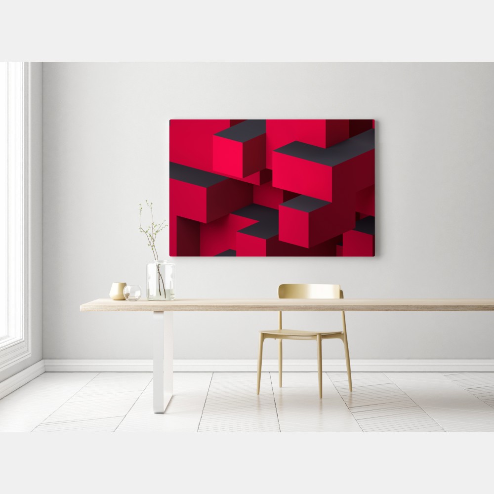 Obraz na płótnie odważne czerwone geometryczne bloki – Wallissimo® Obraz na płótnie odważne czerwone geometryczne bloki – Wallissimo®
