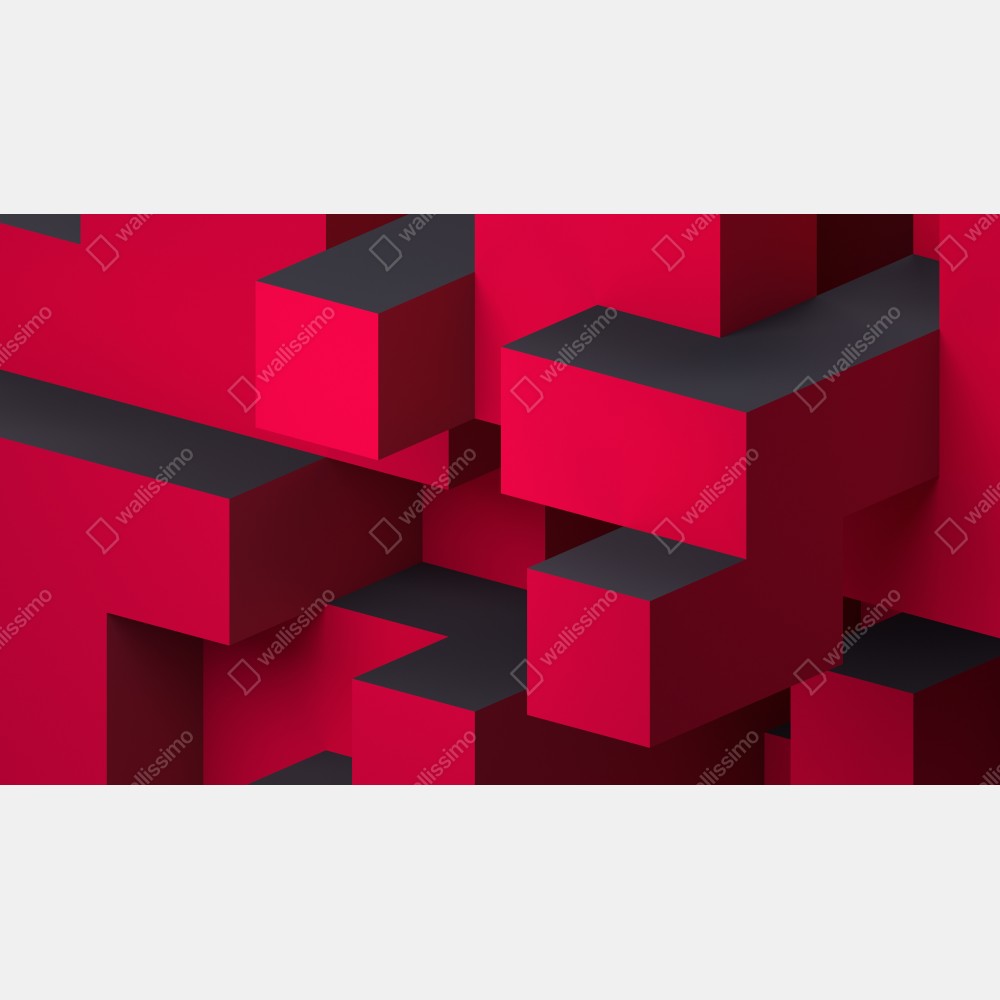 Obraz na płótnie odważne czerwone geometryczne bloki – Wallissimo® Obraz na płótnie odważne czerwone geometryczne bloki – Wallissimo®