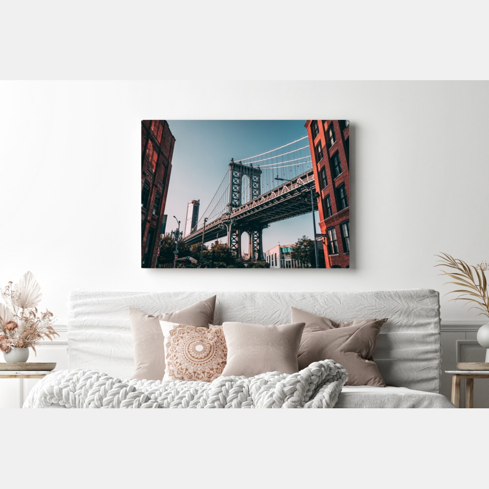 Obraz na płótnie Manhattan most w miejskiej perspektywie – Wallissimo® Obraz na płótnie Manhattan most w miejskiej perspektywie – Wallissimo®