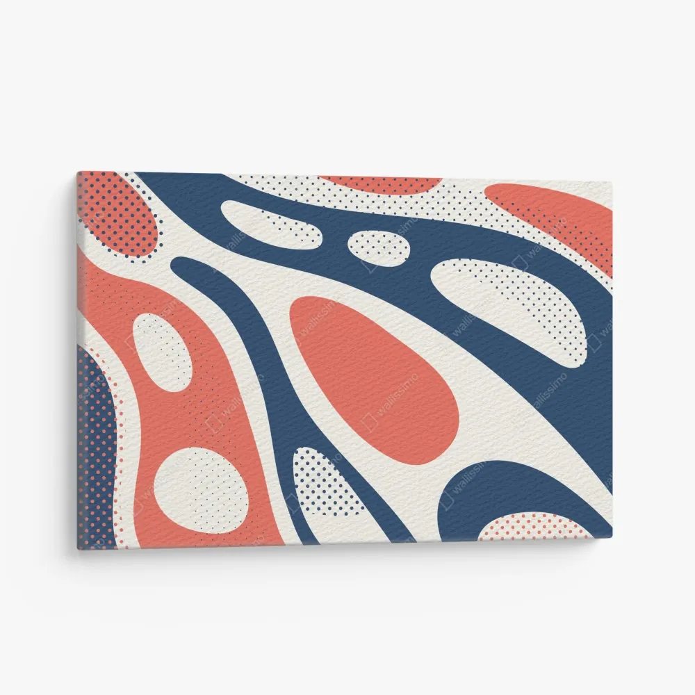 Obraz na płótnie retro koralowo-granatowy abstrakcyjny wzór – Wallissimo® Obraz na płótnie retro koralowo-granatowy abstrakcyjny wzór – Wallissimo®