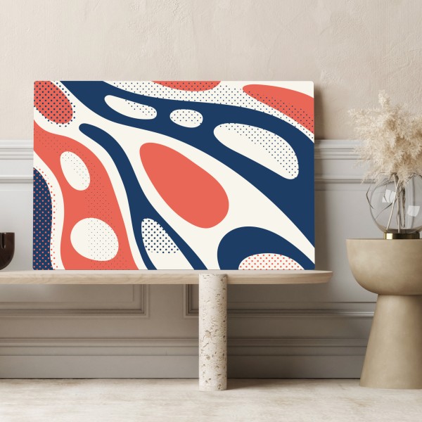 Obraz na płótnie retro koralowo-granatowy abstrakcyjny wzór – Wallissimo® Obraz na płótnie retro koralowo-granatowy abstrakcyjny wzór – Wallissimo®