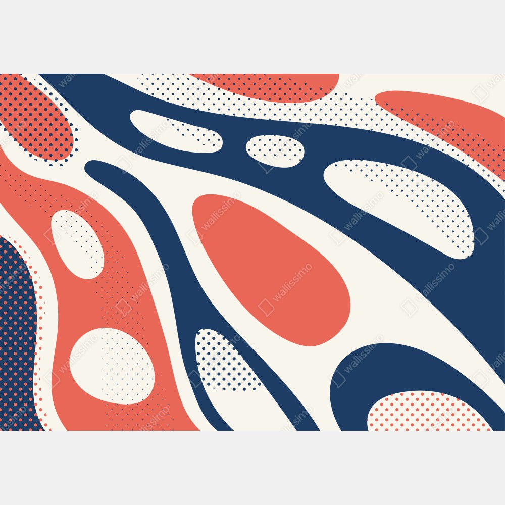 Obraz na płótnie retro koralowo-granatowy abstrakcyjny wzór – Wallissimo® Obraz na płótnie retro koralowo-granatowy abstrakcyjny wzór – Wallissimo®