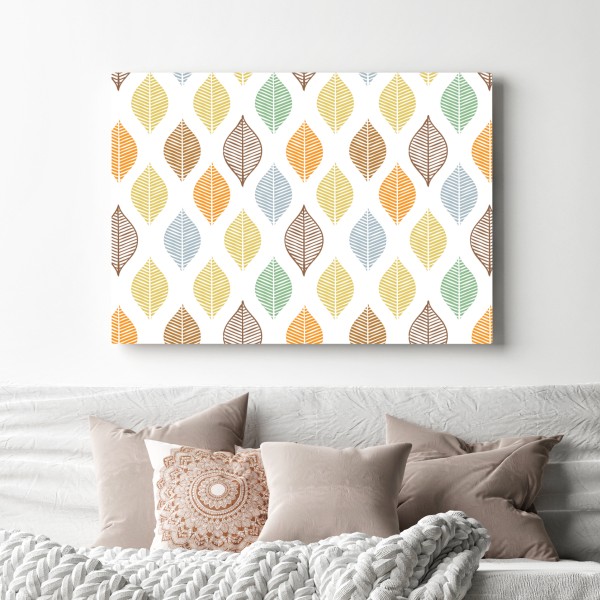 Obraz na płótnie pastelowy wzór liści na ścianę – Wallissimo® Obraz na płótnie pastelowy wzór liści na ścianę – Wallissimo®