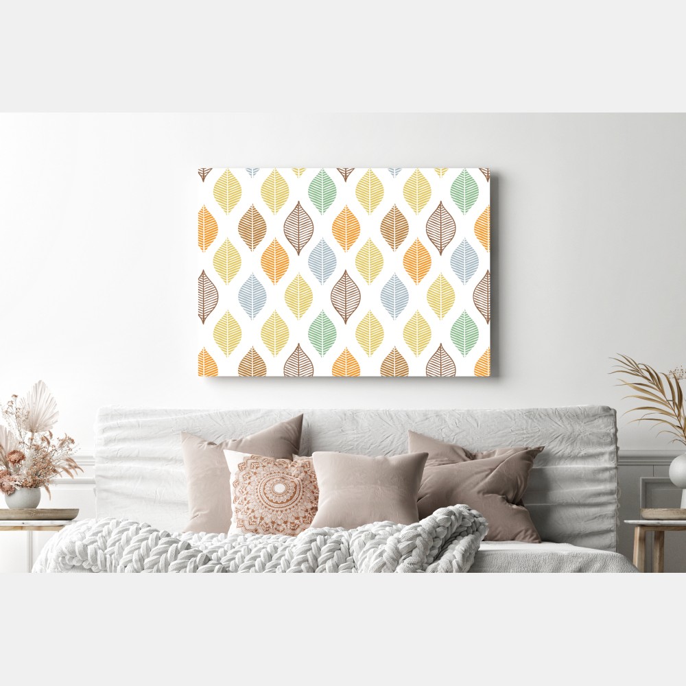 Obraz na płótnie pastelowy wzór liści na ścianę – Wallissimo® Obraz na płótnie pastelowy wzór liści na ścianę – Wallissimo®