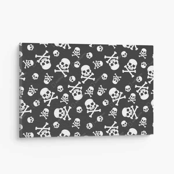 Obraz na płótnie biały wzór czaszek na szarym tle