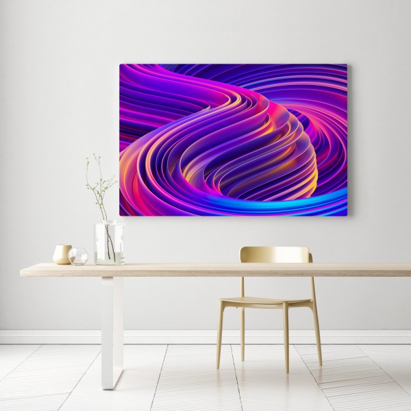 Obraz na płótnie intensywny fioletowy 3d wir wstęg – Wallissimo® Obraz na płótnie intensywny fioletowy 3d wir wstęg – Wallissimo®