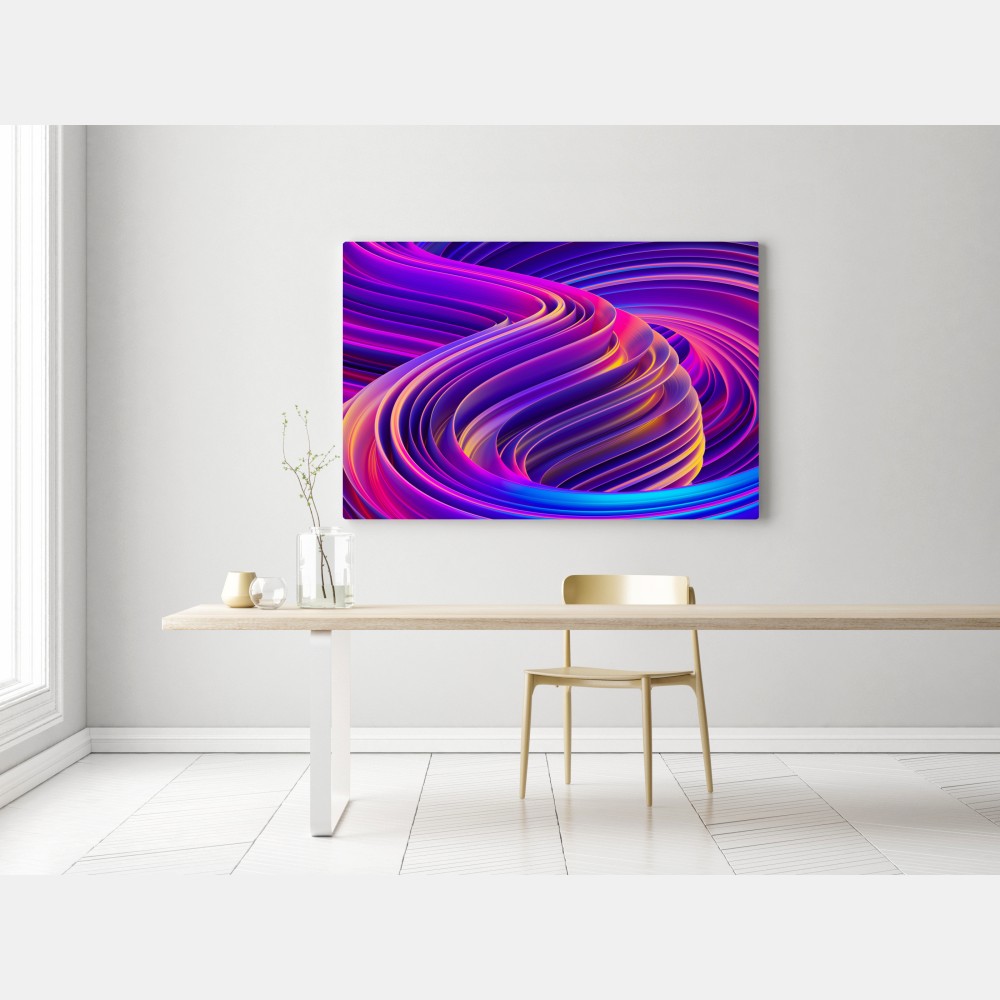 Obraz na płótnie intensywny fioletowy 3d wir wstęg – Wallissimo® Obraz na płótnie intensywny fioletowy 3d wir wstęg – Wallissimo®