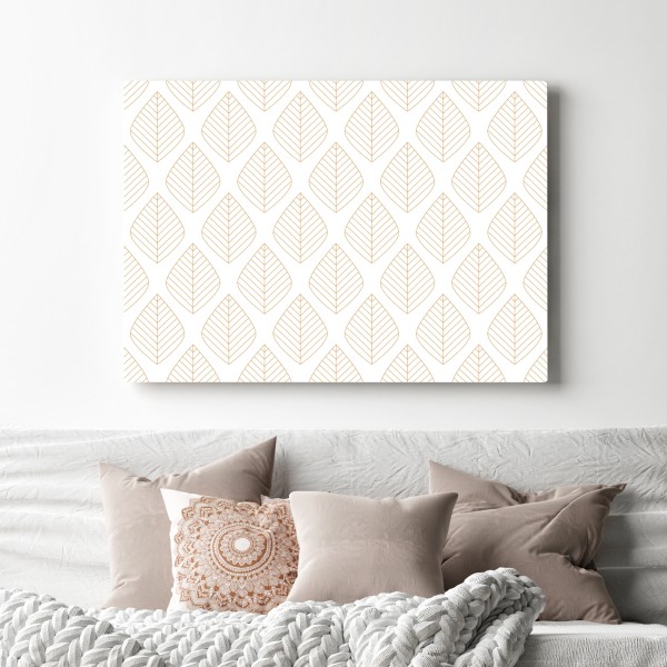 Obraz na płótnie elegancki złoty geometryczny wzór liści – Wallissimo® Obraz na płótnie elegancki złoty geometryczny wzór liści – Wallissimo®