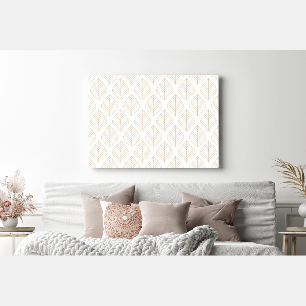 Obraz na płótnie elegancki złoty geometryczny wzór liści – Wallissimo® Obraz na płótnie elegancki złoty geometryczny wzór liści – Wallissimo®