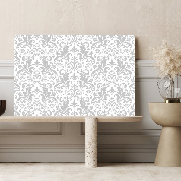 Obraz na płótnie elegancki szary wzór damasceński – Wallissimo® Obraz na płótnie elegancki szary wzór damasceński – Wallissimo®
