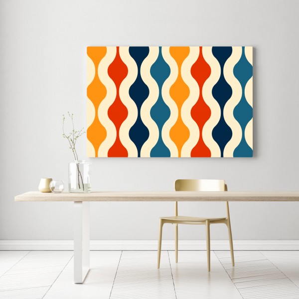 Obraz na płótnie retro falisty wzór mid-century – Wallissimo® Obraz na płótnie retro falisty wzór mid-century – Wallissimo®