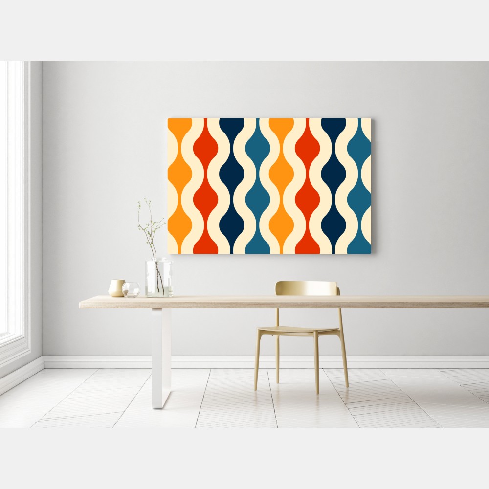 Obraz na płótnie retro falisty wzór mid-century – Wallissimo® Obraz na płótnie retro falisty wzór mid-century – Wallissimo®
