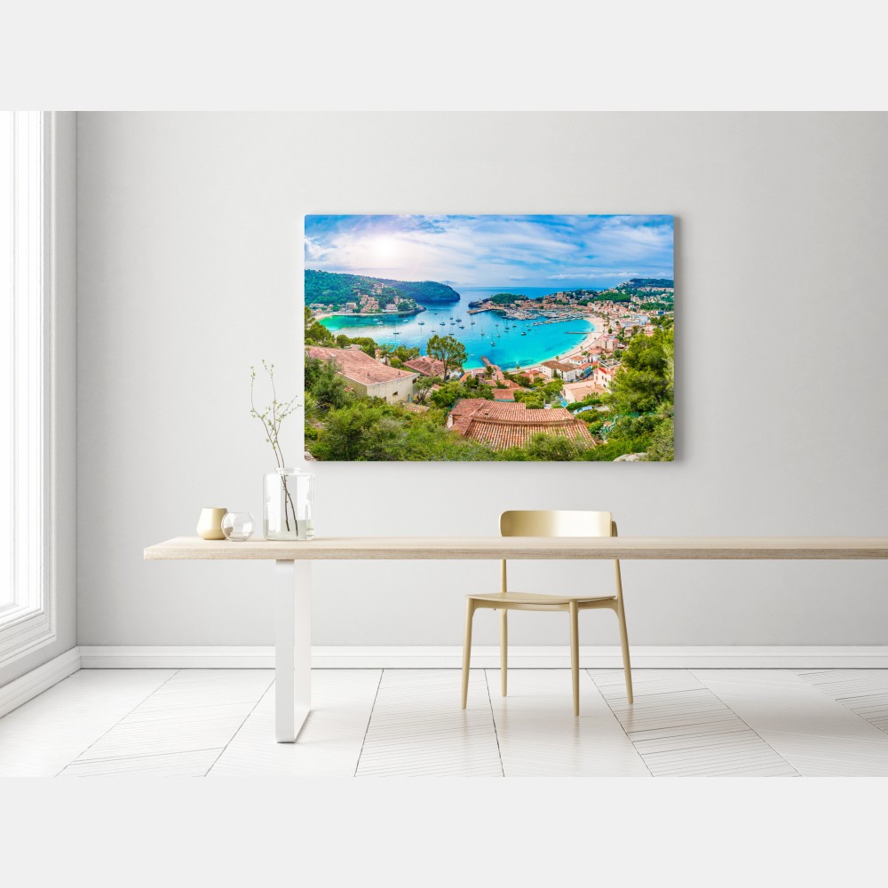 Obraz na płótnie słoneczna panorama Port de Soller – Wallissimo® Obraz na płótnie słoneczna panorama Port de Soller – Wallissimo®