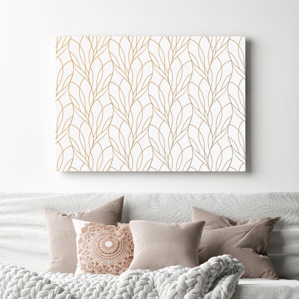 Obraz na płótnie złoty wzór liści na białym tle – Wallissimo® Obraz na płótnie złoty wzór liści na białym tle – Wallissimo®