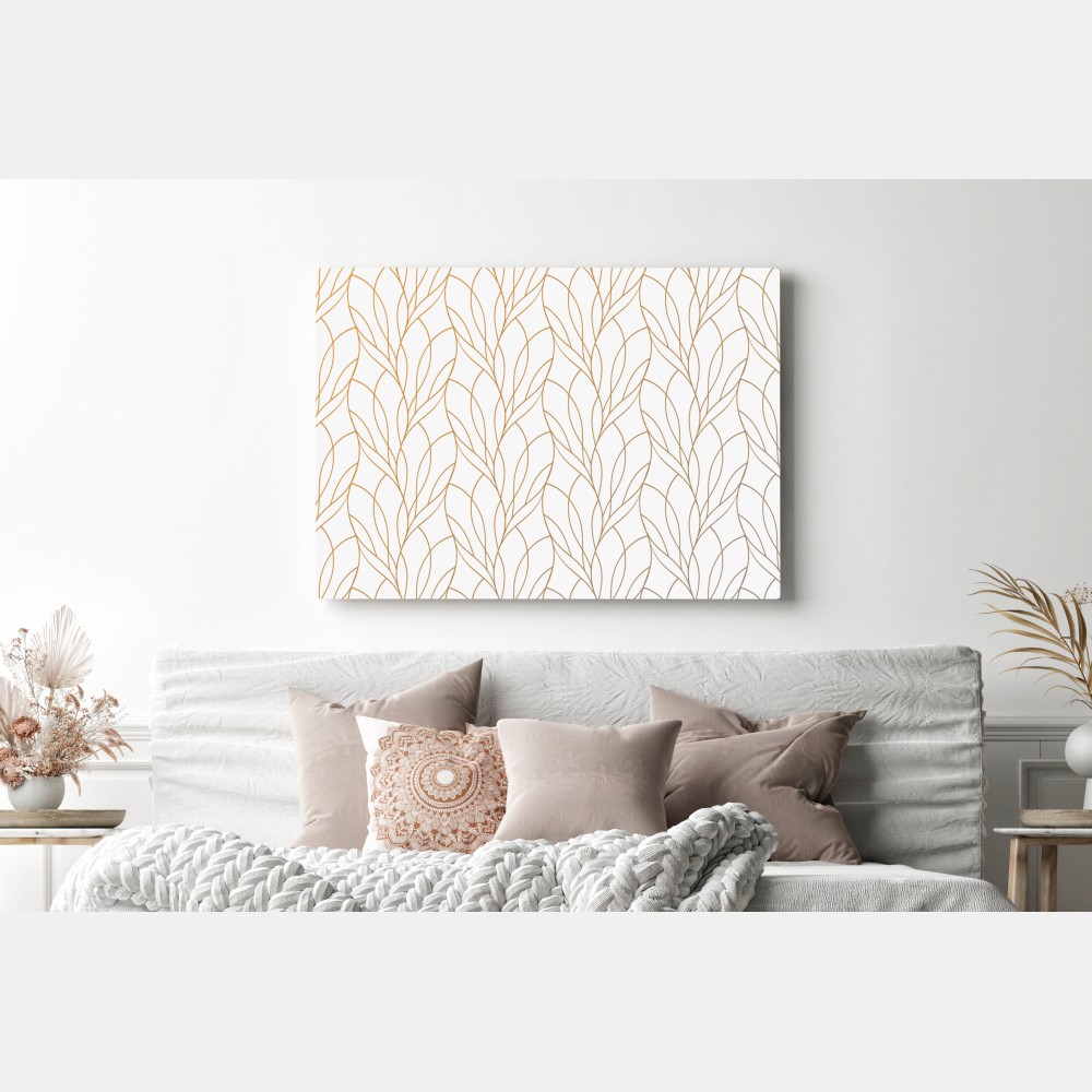 Obraz na płótnie złoty wzór liści na białym tle – Wallissimo® Obraz na płótnie złoty wzór liści na białym tle – Wallissimo®