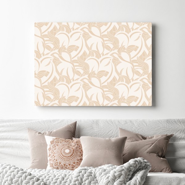 Obraz na płótnie beżowy liściasty wzór botaniczny – Wallissimo®