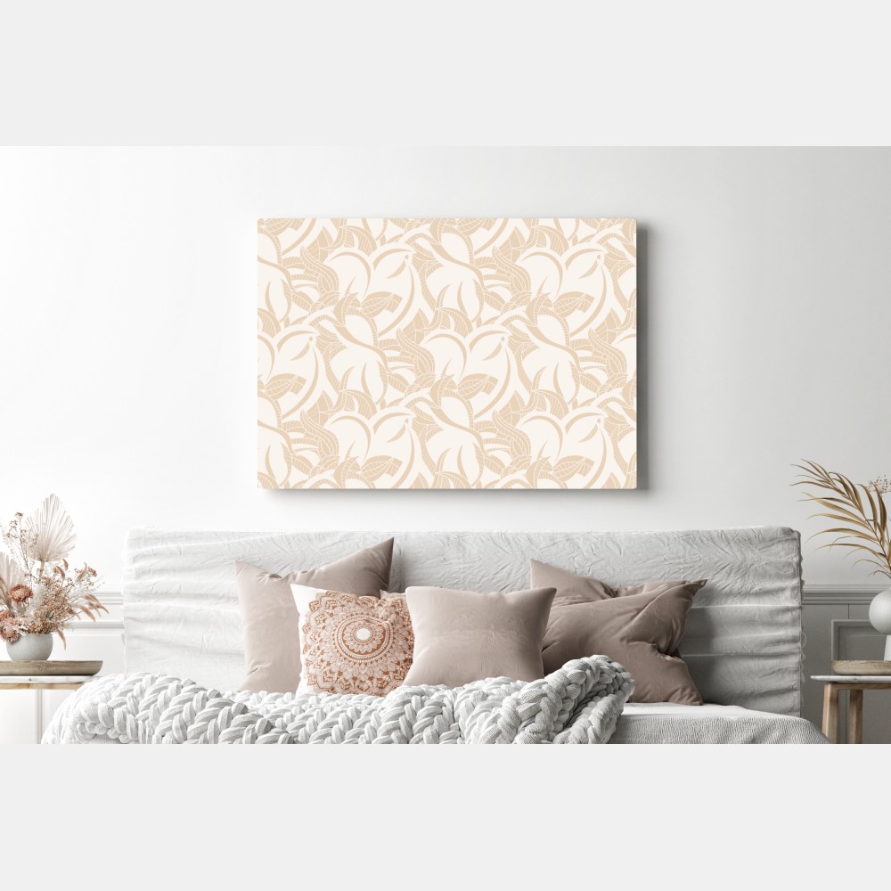 Obraz na płótnie beżowy liściasty wzór botaniczny – Wallissimo®