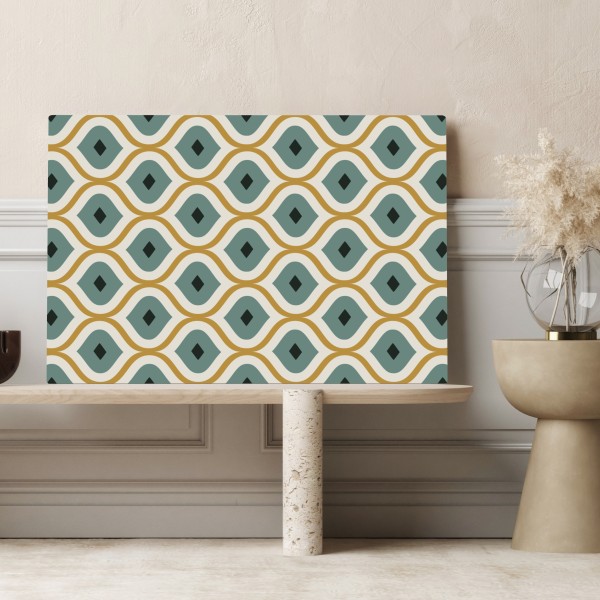 Obraz na płótnie niebiesko-złoty geometryczny ornament – Wallissimo® Obraz na płótnie niebiesko-złoty geometryczny ornament – Wallissimo®