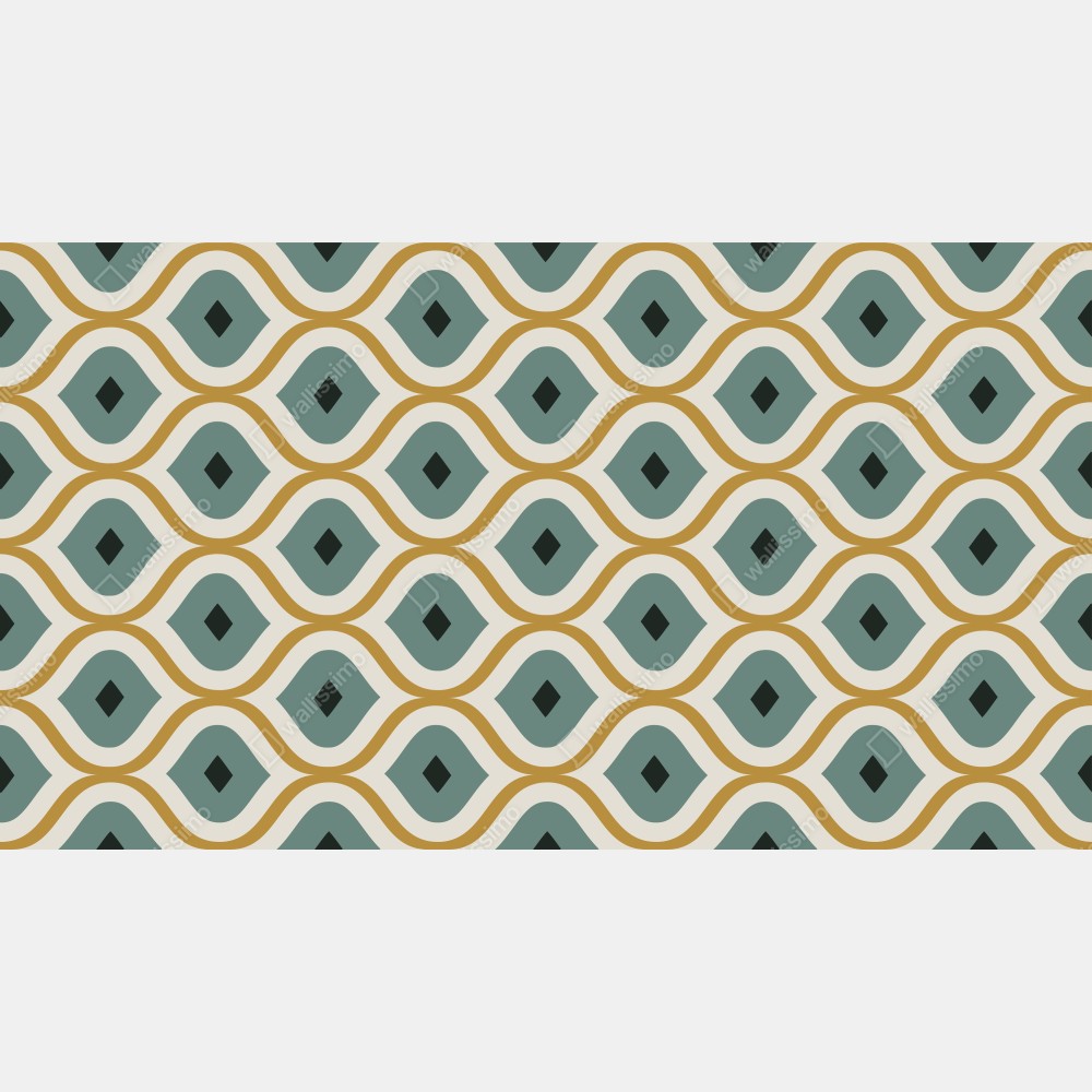 Obraz na płótnie niebiesko-złoty geometryczny ornament – Wallissimo® Obraz na płótnie niebiesko-złoty geometryczny ornament – Wallissimo®