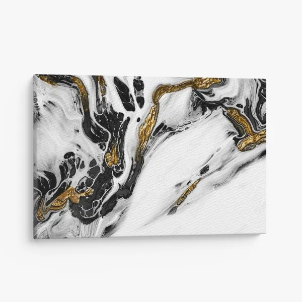 Obraz na płótnie czarno-biała abstrakcja ze złotymi żyłami