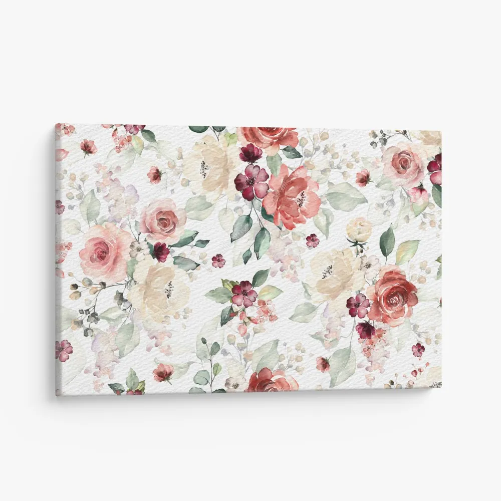 Obraz na płótnie delikatny akwarelowy wzór róż – Wallissimo® Obraz na płótnie delikatny akwarelowy wzór róż – Wallissimo®
