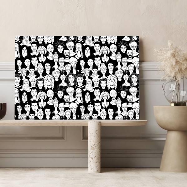 Obraz na płótnie wzór z różnorodnymi twarzami – Wallissimo® Obraz na płótnie wzór z różnorodnymi twarzami – Wallissimo®