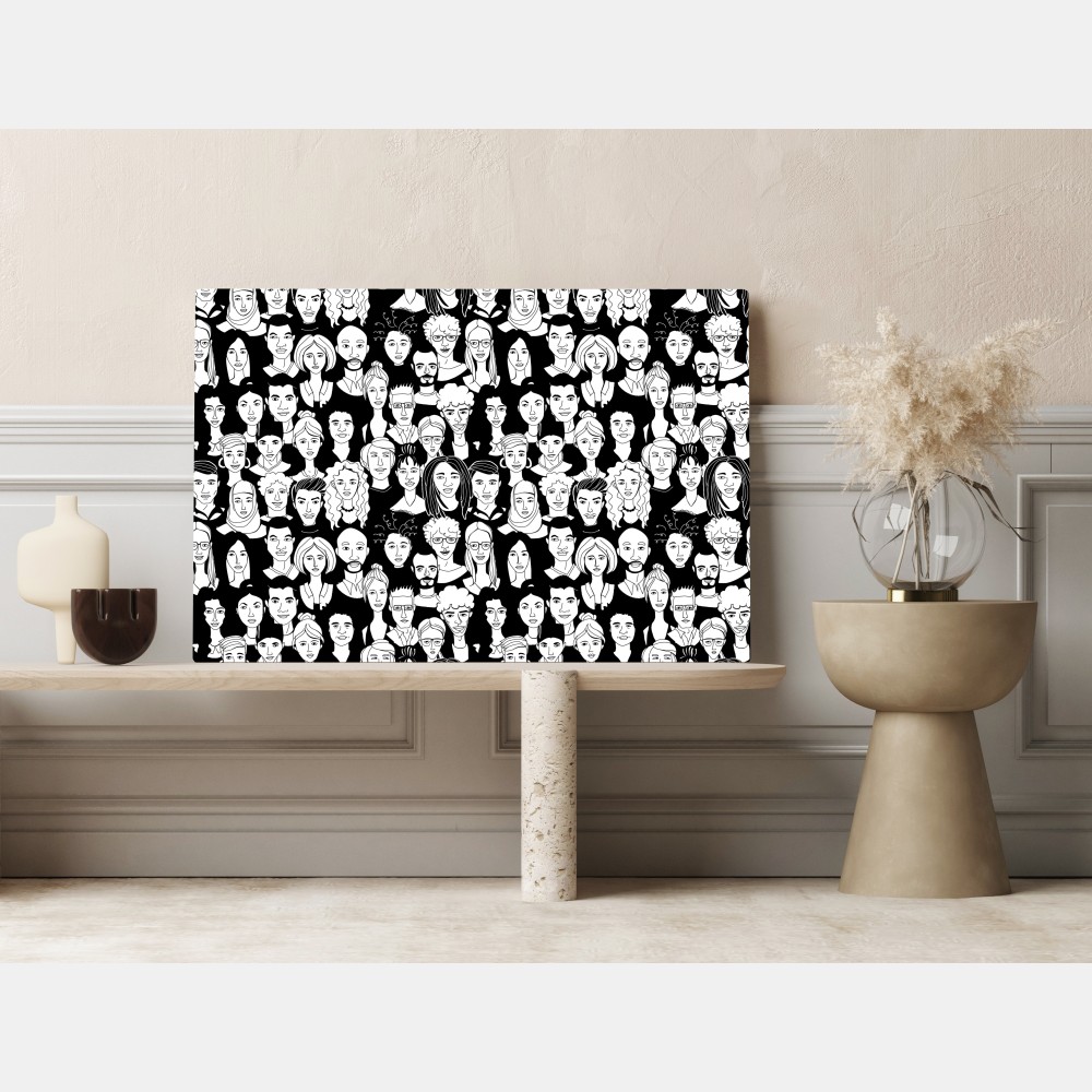 Obraz na płótnie wzór z różnorodnymi twarzami – Wallissimo® Obraz na płótnie wzór z różnorodnymi twarzami – Wallissimo®