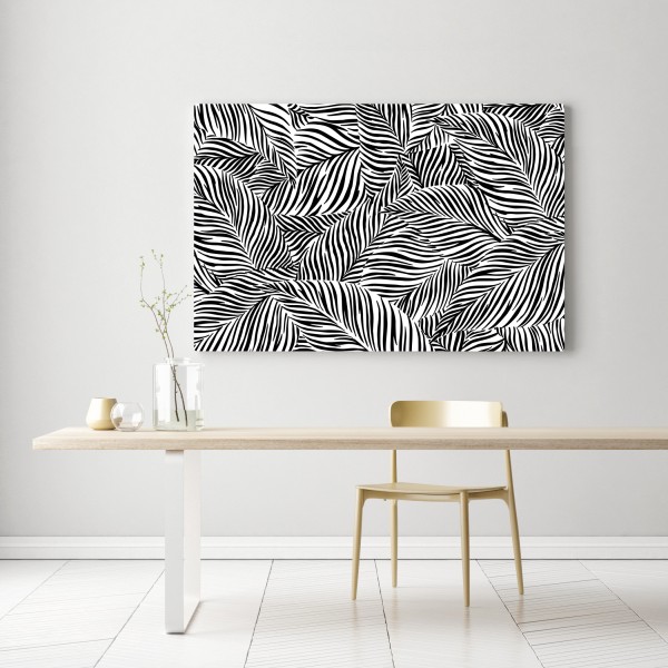 Obraz na płótnie monochromatyczny wzór tropikalnych liści – Wallissimo® Obraz na płótnie monochromatyczny wzór tropikalnych liści – Wallissimo®