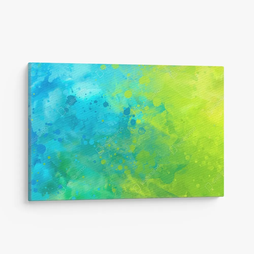 Obraz na płótnie intensywna turkusowa akwarela z akcentem limonkowym – Wallissimo® Obraz na płótnie intensywna turkusowa akwarela z akcentem limonkowym – Wallissimo®