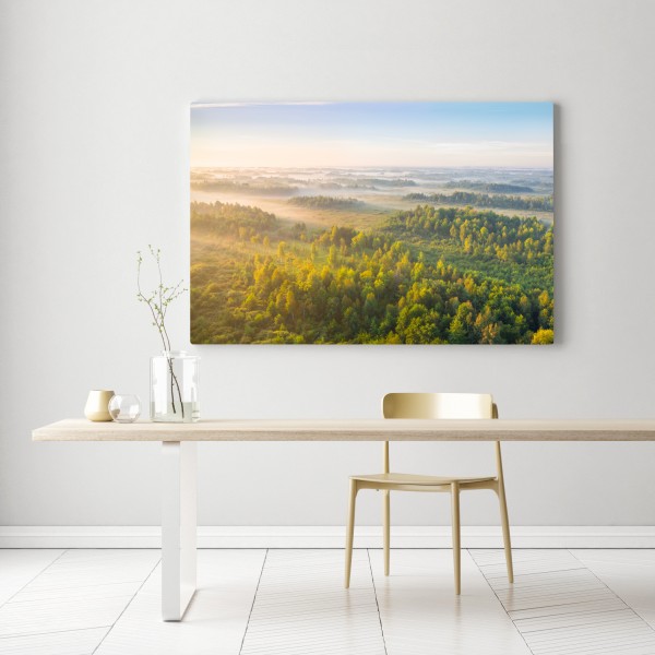 Obraz na płótnie mglista poranna w bagnie Zvanets – Wallissimo® Obraz na płótnie mglista poranna w bagnie Zvanets – Wallissimo®