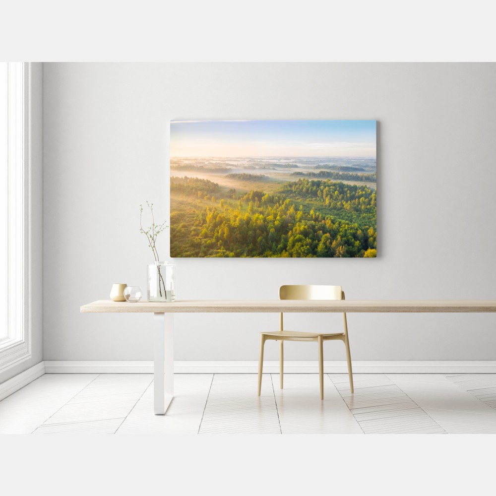 Obraz na płótnie mglista poranna w bagnie Zvanets – Wallissimo® Obraz na płótnie mglista poranna w bagnie Zvanets – Wallissimo®