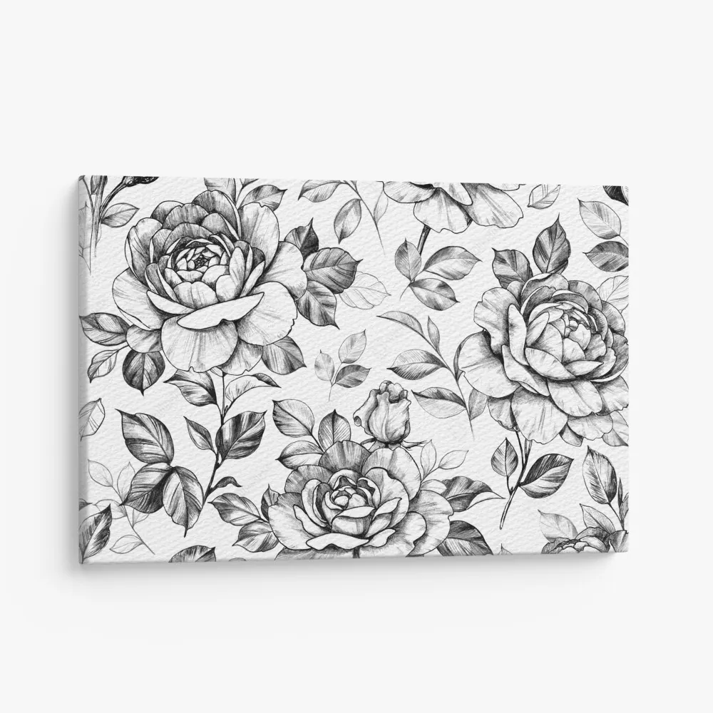 Obraz na płótnie ręcznie rysowany wzór róż – Wallissimo® Obraz na płótnie ręcznie rysowany wzór róż – Wallissimo®