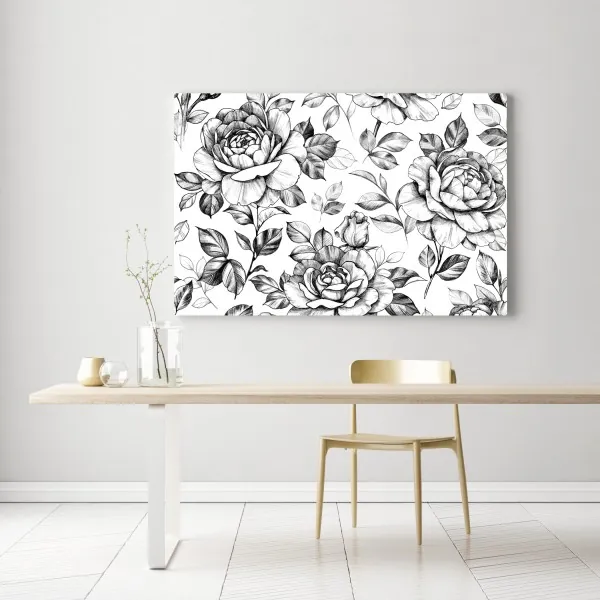 Obraz na płótnie ręcznie rysowany wzór róż – Wallissimo® Obraz na płótnie ręcznie rysowany wzór róż – Wallissimo®