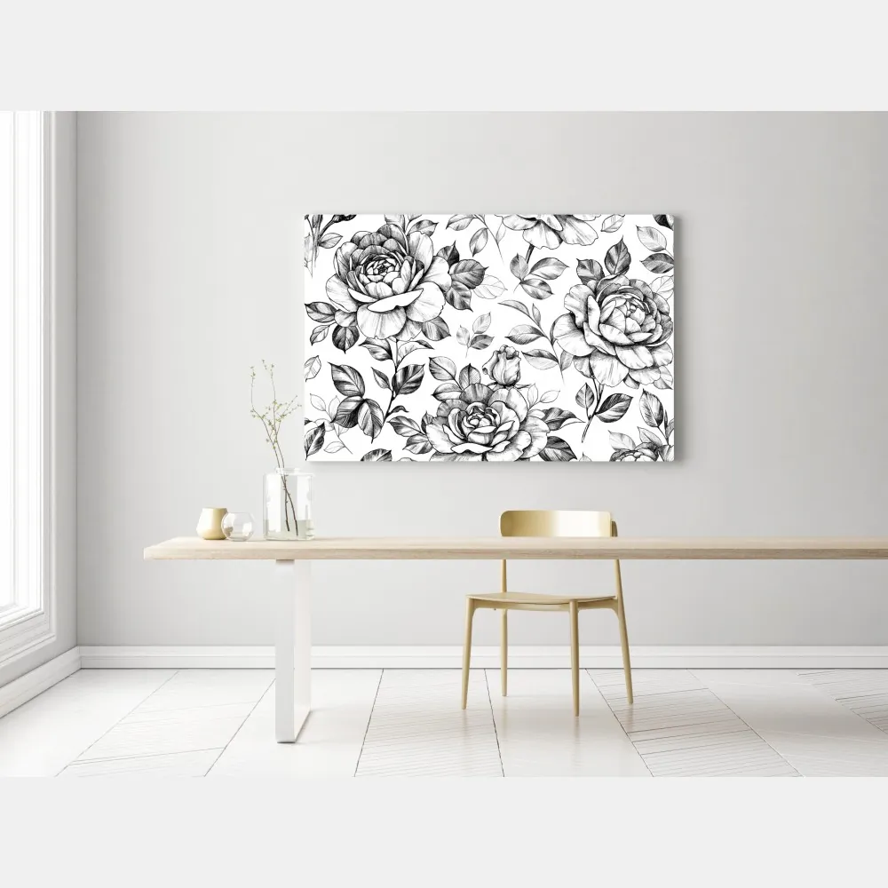 Obraz na płótnie ręcznie rysowany wzór róż – Wallissimo® Obraz na płótnie ręcznie rysowany wzór róż – Wallissimo®