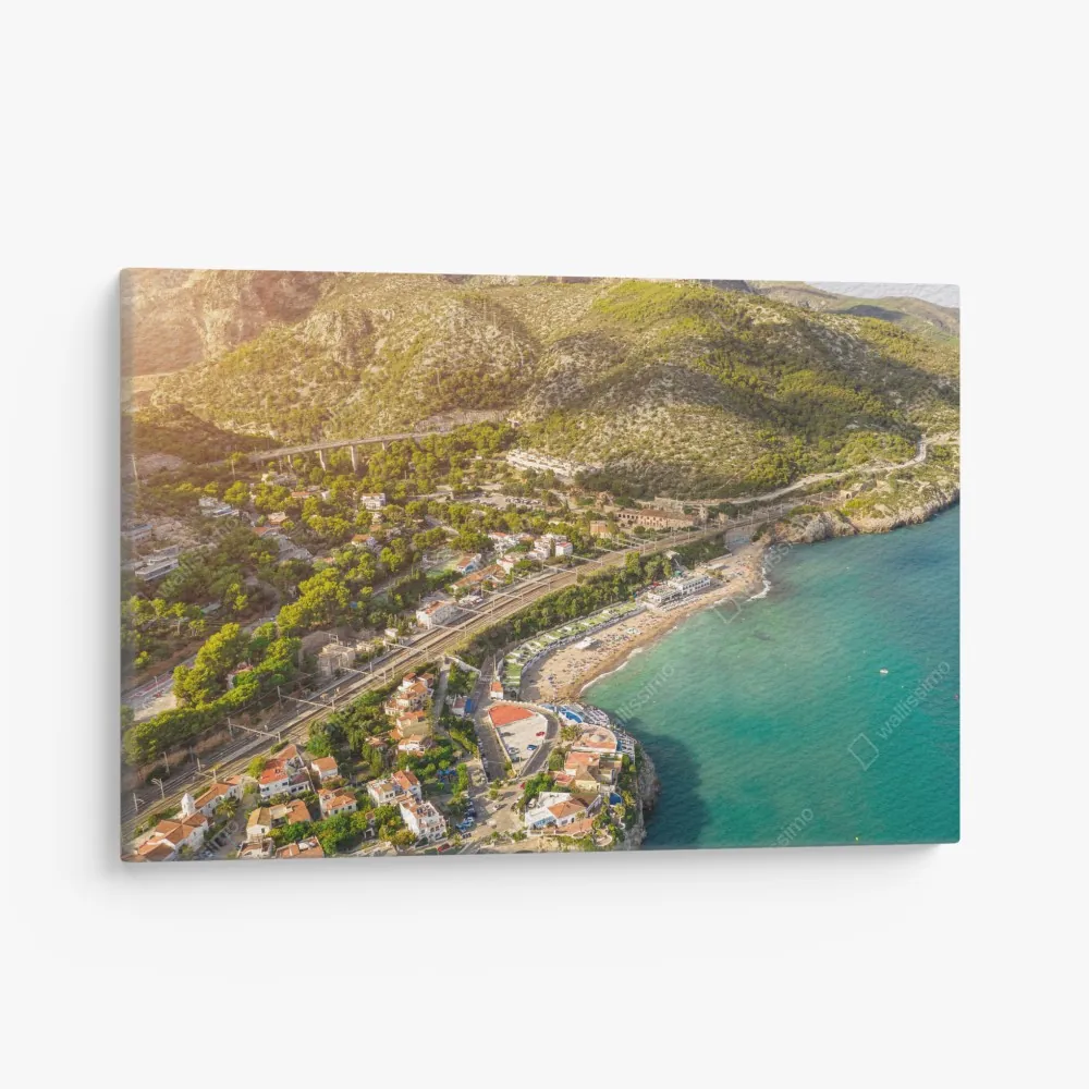 Obraz na płótnie turkusowy nadmorski pejzaż z lotu ptaka – Wallissimo® Obraz na płótnie turkusowy nadmorski pejzaż z lotu ptaka – Wallissimo®