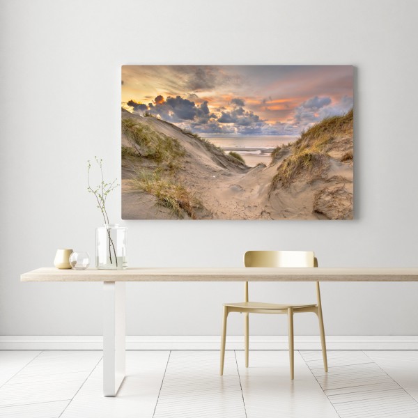 Obraz na płótnie zachód słońca nad wydmami – Wallissimo® Obraz na płótnie zachód słońca nad wydmami – Wallissimo®