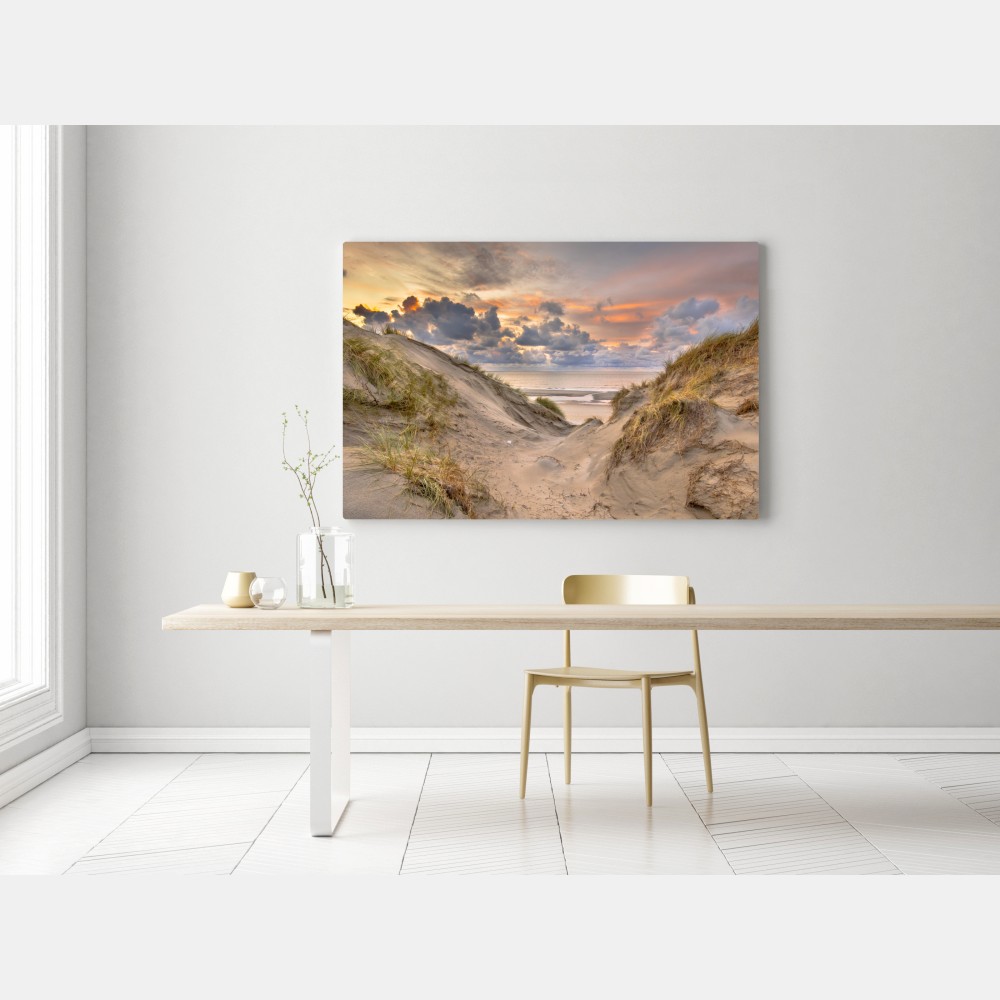 Obraz na płótnie zachód słońca nad wydmami – Wallissimo® Obraz na płótnie zachód słońca nad wydmami – Wallissimo®
