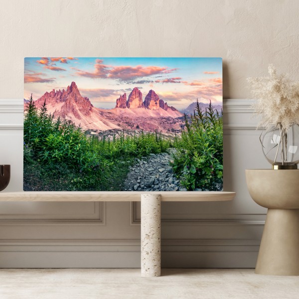 Obraz na płótnie zachód słońca w Tre Cime di Lavaredo – Wallissimo® Obraz na płótnie zachód słońca w Tre Cime di Lavaredo – Wallissimo®