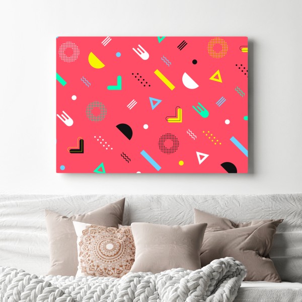 Obraz na płótnie żywy memphis geometryczny wzór – Wallissimo® Obraz na płótnie żywy memphis geometryczny wzór – Wallissimo®