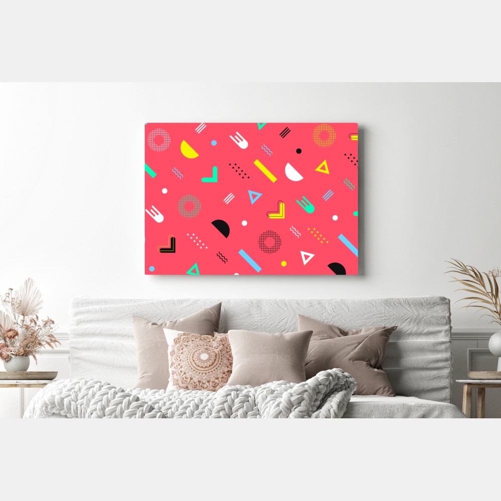 Obraz na płótnie żywy memphis geometryczny wzór – Wallissimo® Obraz na płótnie żywy memphis geometryczny wzór – Wallissimo®