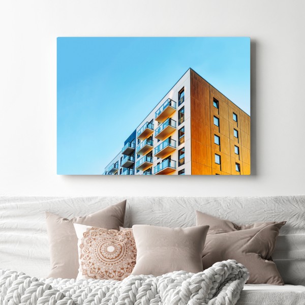 Obraz na płótnie nowoczesny budynek mieszkalny z balkonami – Wallissimo® Obraz na płótnie nowoczesny budynek mieszkalny z balkonami – Wallissimo®