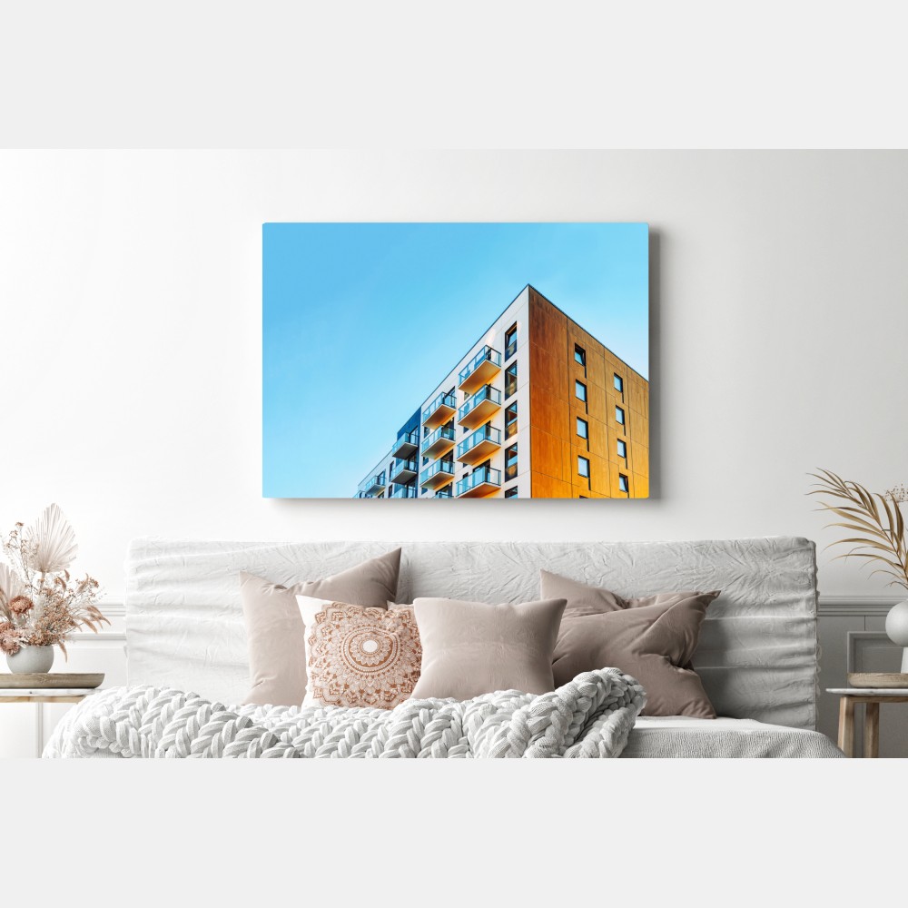 Obraz na płótnie nowoczesny budynek mieszkalny z balkonami – Wallissimo® Obraz na płótnie nowoczesny budynek mieszkalny z balkonami – Wallissimo®