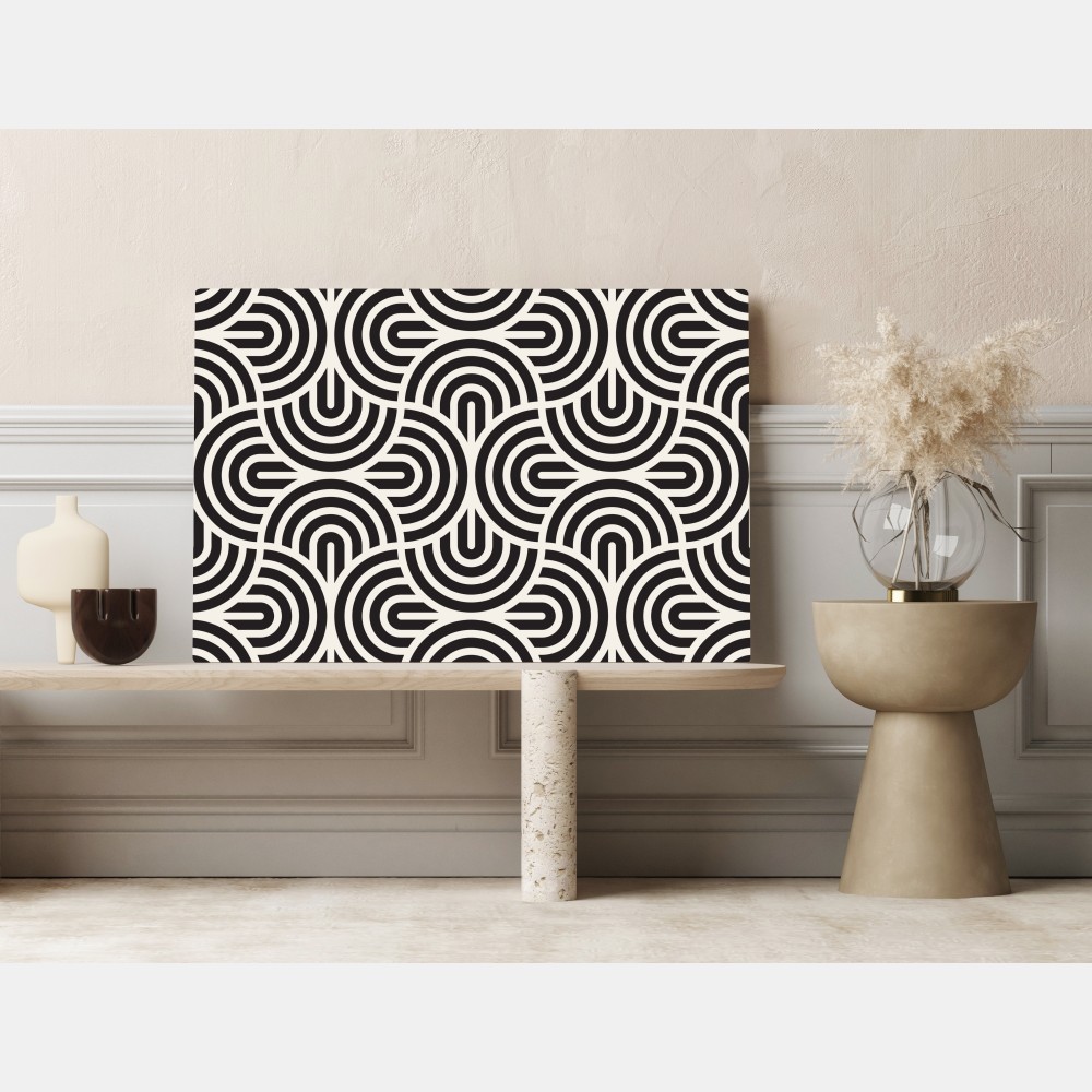 Obraz na płótnie czarno-biały geometryczny wzór – Wallissimo® Obraz na płótnie czarno-biały geometryczny wzór – Wallissimo®