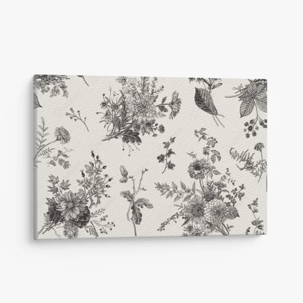 Obraz na płótnie klasyczny czarno-biały wzór kwiatowy