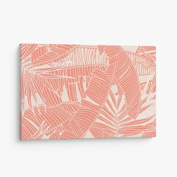 Obraz na płótnie koralowy wzór tropikalnych liści