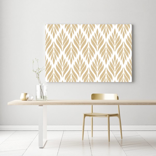 Obraz na płótnie złoty wzór liści - bezszwowy motyw – Wallissimo® Obraz na płótnie złoty wzór liści - bezszwowy motyw – Wallissimo®