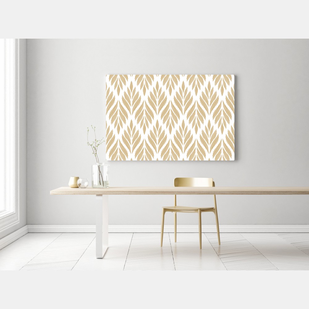 Obraz na płótnie złoty wzór liści - bezszwowy motyw – Wallissimo® Obraz na płótnie złoty wzór liści - bezszwowy motyw – Wallissimo®